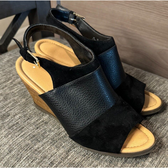 Dr. Scholl's Women's Peaceful Black Wedge Slingback Sandals Size 7.5 - Picture 5 of 8